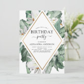 Tropical Magnolia jedes Alter Geburtstag Floral In Einladung (Stehend Vorderseite)