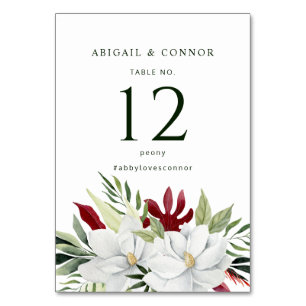 Tropical Magnolia White Green Red Tischnummer