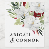 Tropical Magnolia White Green Red Weinetikett (Einzelnes Label)