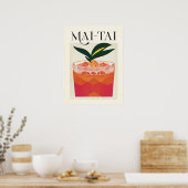 Tropical Mai Tai Cocktail Poster Retro Tiki (Küche)