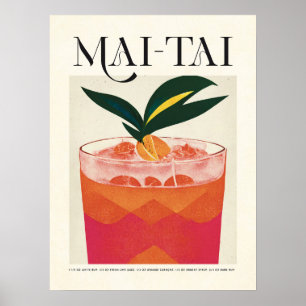 Tropical Mai Tai Cocktail Poster Retro Tiki
