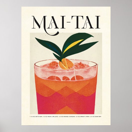 Tropical Mai Tai Cocktail Poster Retro Tiki (Vorne)