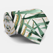 Tropical Majesty Palm Gold Fronds Wedding Neck Tie Krawatte (Gerollt)