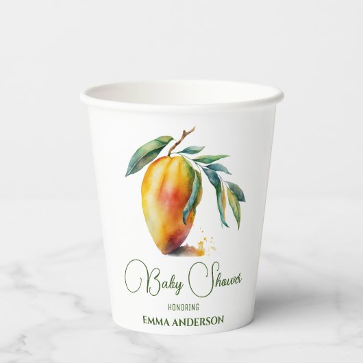 Tropical Mango | Babydusche Pappbecher (Rückseite)