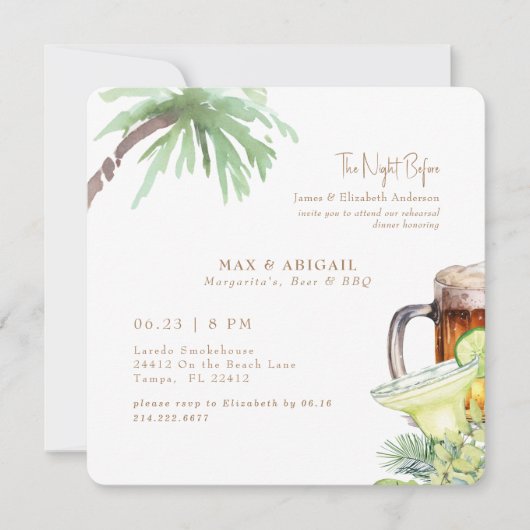 Tropical Margaritas Beer & GRILLEN Einladung (Vorderseite)