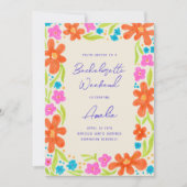Tropical Marker Sketch Blume Border Bachelorette Einladung (Vorderseite)