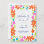 Tropical Marker Sketch Blume Border Bachelorette Einladung (Vorderseite)