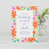 Tropical Marker Sketch Blume Border Bachelorette Einladung (Stehend Vorderseite)