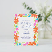 Tropical Marker Sketch Blume Border Bachelorette Postkarte (Stehend Vorderseite)