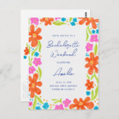 Tropical Marker Sketch Blume Border Bachelorette Postkarte (Vorne/Hinten)
