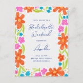 Tropical Marker Sketch Blume Border Bachelorette Postkarte (Vorderseite)