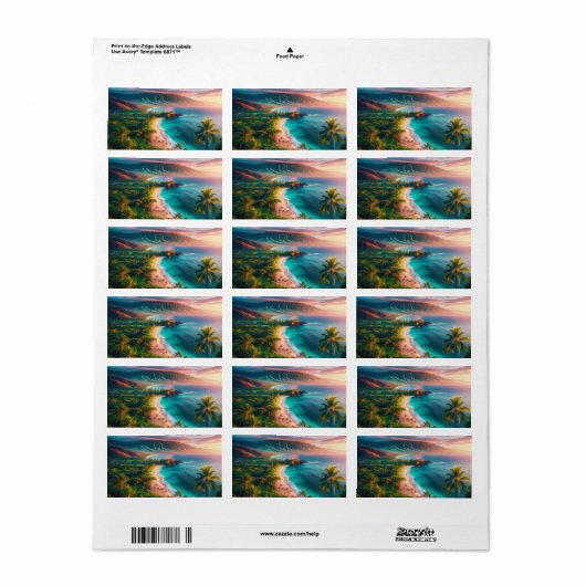 Tropical Maui Island Paradise Adressaufkleber (Vorne)