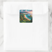 Tropical Maui Island Paradise Quadratischer Aufkleber (Tasche)