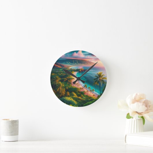 Tropical Maui Island Paradise Runde Wanduhr (Zuhause)