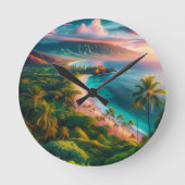Tropical Maui Island Paradise Runde Wanduhr (Vorderseite)