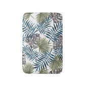 Tropical Mauve Green Palm Blätter Wasserfarben Kun Badematte (Vorderseite Vertikal)