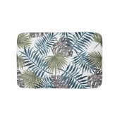 Tropical Mauve Green Palm Blätter Wasserfarben Kun Badematte (Vorderseite)