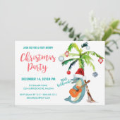 Tropical Mele Kalikimaka Dolphin Weihnachts-Party Einladung (Stehend Vorderseite)