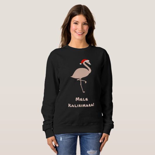 Tropical Mele Kalikimaka Flamingo Santa Sweatshirt (Vorne ganz)