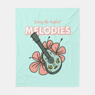 Tropical Melodies Ukulele Floral Art Fleecedecke