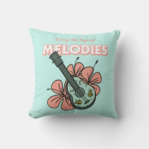 Tropical Melodies Ukulele Floral Art Kissen