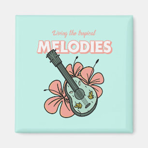 Tropical Melodies Ukulele Floral Art Magnet