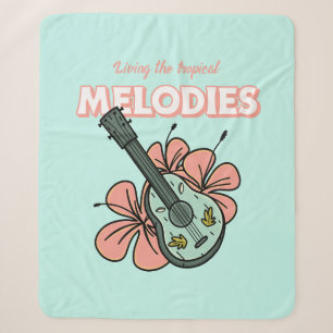 Tropical Melodies Ukulele Floral Art Sherpadecke