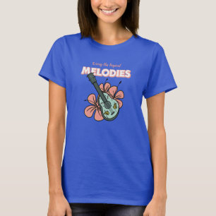 Tropical Melodies Ukulele Floral Art T-Shirt