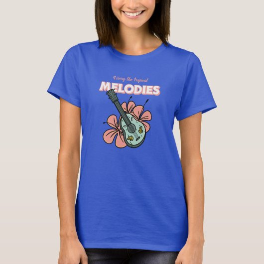 Tropical Melodies Ukulele Floral Art T-Shirt (Vorderseite)