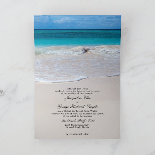 Tropical Melody Folded Seashell Wedding Einladung (Innenseite)