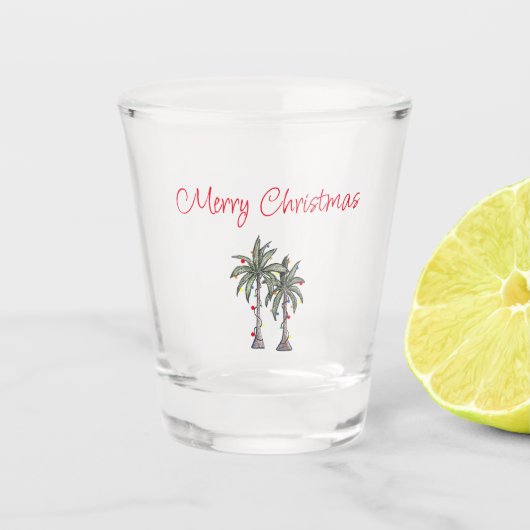 Tropical Merry Christmas Beach Palmen Schnapsglas (Vorderseite)