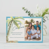Tropical Merry Christmas Beach Thema Feiertagskarte (Stehend Vorderseite)