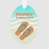Tropical Merry Christmas Beach Waves Flip Flops Ornament (Rückseite)