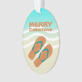 Tropical Merry Christmas Beach Waves Flip Flops Ornament (Vorderseite)