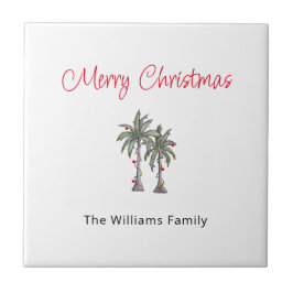 Tropical Merry Christmas Palm Trees Beach Fliese