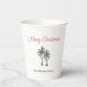 Tropical Merry Christmas Palm Trees Beach Pappbecher (Rückseite)