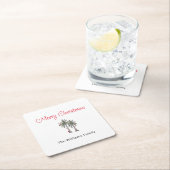 Tropical Merry Christmas Palm Trees Beach Rechteckiger Pappuntersetzer (Vor Ort)
