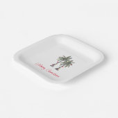 Tropical Merry Christmas Party Palm Trees Pappteller (Gewinkelt)