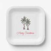Tropical Merry Christmas Party Palm Trees Pappteller (Vorderseite)