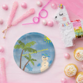 Tropical Merry Florida Weihnachtsmann am Strand Pappteller (Party)