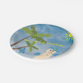 Tropical Merry Florida Weihnachtsmann am Strand Pappteller (Schrägansicht)