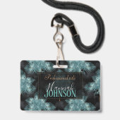 Tropical Metallic Blue & Gold Palm Blätter Sommer Ausweis (Vorderseite mit Lanyard)