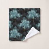 Tropical Metallic Blue & Gold Palm Blätter Sommer Badhandtuch Set (Waschlappen)