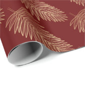 Tropical Metallic Gold Palm Blätter, Burgund Geschenkpapier (Rolleneckpunkt)