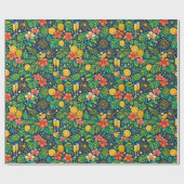 Tropical Midnight Toast Celebration Pattern Geschenkpapier (Flach)