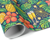 Tropical Midnight Toast Celebration Pattern Geschenkpapier (Rolleneckpunkt)