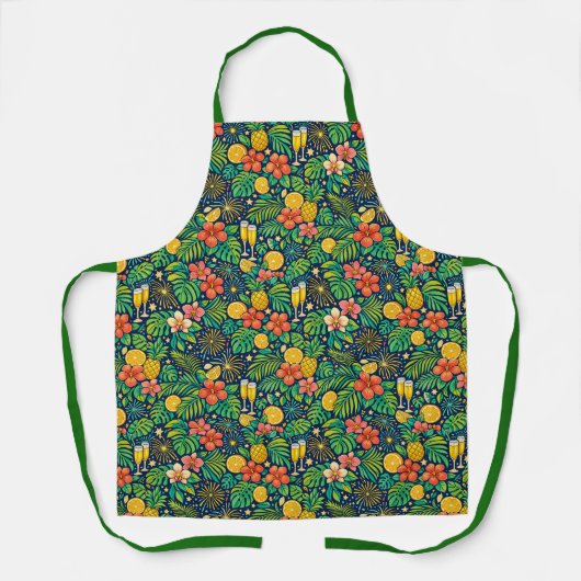 Tropical Midnight Toast Celebration Pattern Schürze (Vorderseite)