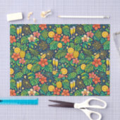 Tropical Midnight Toast Celebration Pattern Seidenpapier (Handwerk)