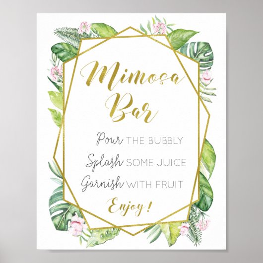 Tropical Mimosa Bar Wedding Sign Poster (Vorne)