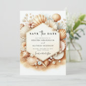 Tropical Minimal Beach Hochzeit Save The Date (Stehend Vorderseite)